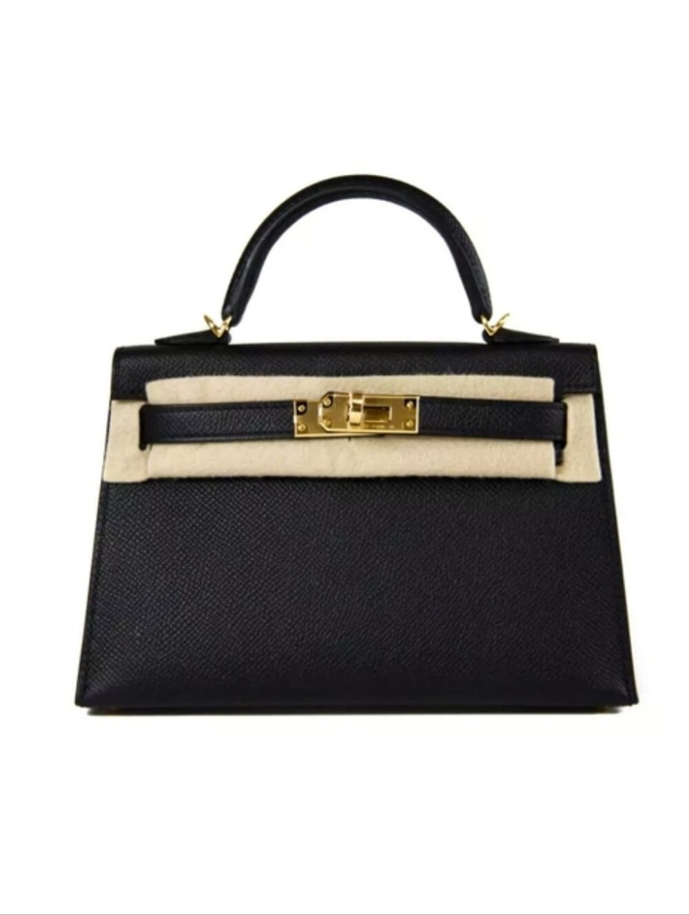 NWT Genuine Leather Epsom Mini Kelly Design 20 Black Bag/Handbag